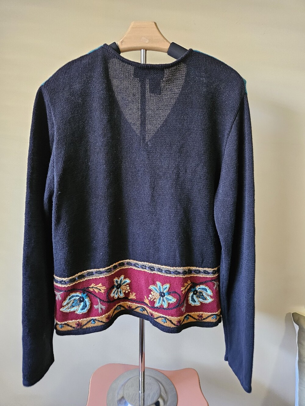 Vintage Carole Little Embroidered Knitwear Zip Cardigan - Size L - Picture 5 of 12